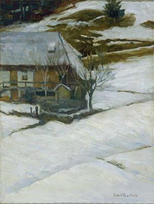 Einsames Bauerngehöft in verschneiter Schwarzwald-Landschaft.