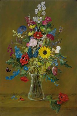 Bunter Blütenstrauß by Richard Handler - Auction record, sale price, and art valuation. Compare with similar artists and explore comparable artworks.