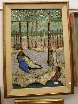 SCENE WITH FIGURES IN THE WOODS