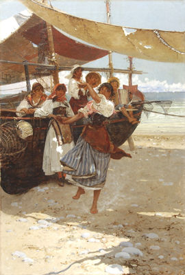 "CHICAS BAILANDO JUNTO AL MAR" by Anselmo De Guinea y Ugalde - Auction record, sale price, and art valuation. Compare with similar artists and explore comparable artworks.