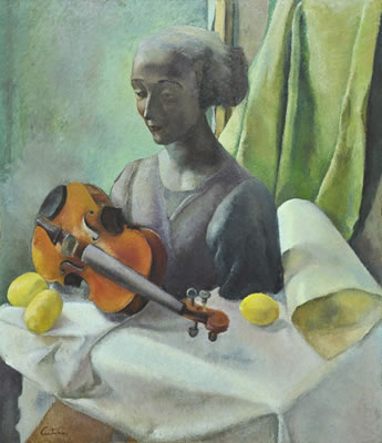 FIGURA CON VIOLIN Y LIMONES