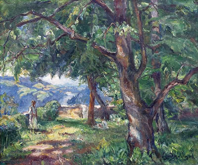 Two women in landscape