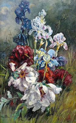 Still life with multicolor flowers