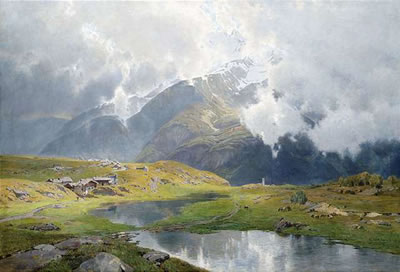 Wolkenverhangene Hochgebirgslandschaft. by Carl Julius Emil Ludwig - Auction record, sale price, and art valuation. Compare with similar artists and explore comparable artworks.