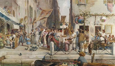 Hustle and bustle in a Venetian street by Egisto Lancerotto - Auction record, sale price, and art valuation. Compare with similar artists and explore comparable artworks.