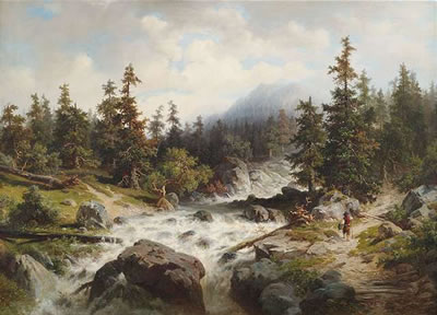 Mountainous landscape with a torrent