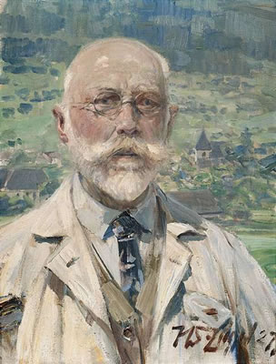 Portrait of Johann Heinrich Von Zugel: Self portrait in front of a landscape