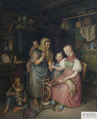 A fortune-teller in the living room of a clockmaker. by Kaspar Kaltenmoser - Auction record, sale price, and art valuation. Compare with similar artists and explore comparable artworks.
