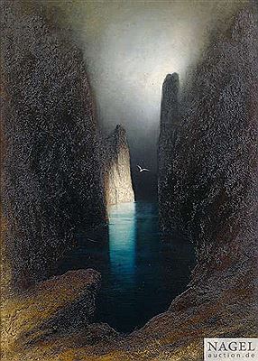 Capri cliff line by moonlight