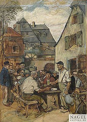In an inn at Frankfurt-Sachsenhausen by Fritz Boehle - Auction record, sale price, and art valuation. Compare with similar artists and explore comparable artworks.