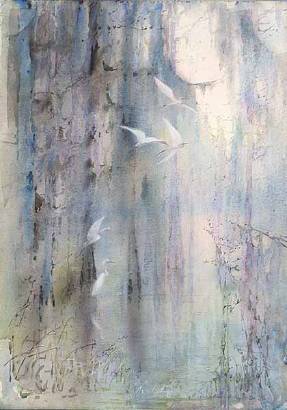 Snowy Egrets in Flight