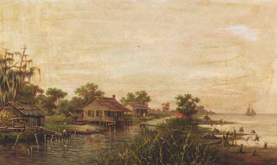 Three Cabins Along Shoreline