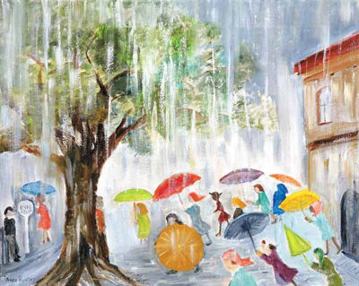 Umbrellas in the Rain