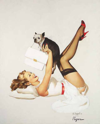 Pin-up Girla nd her Dog after Gil Elvgreen