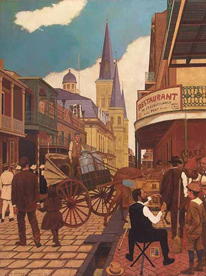 William Woodward Painting in the French Quarter, New Orleans, 1902