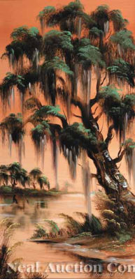 A pair of paintings of "Bayou Scenes"