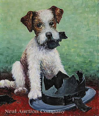 Fox Terrier Puppy Caught in the Act