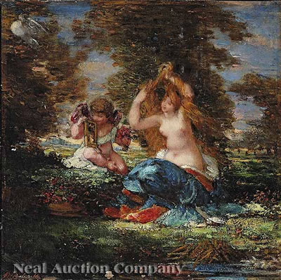 The Toilette of Venus, with Cupid Holding a Mirror and Flower-Garland