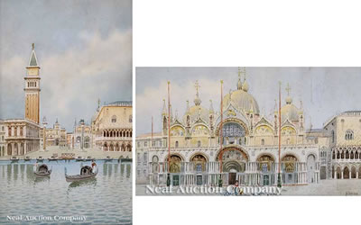 St. Mark's, Venice and Two Gondoliers on the Grand Canal (2)