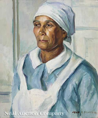 Laura Blacksear's Servant by Jean Flanigen - Auction record, sale price, and art valuation. Compare with similar artists and explore comparable artworks.