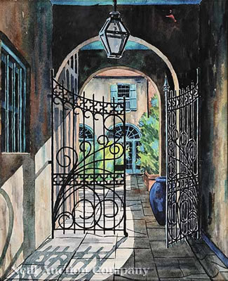 BRULATOUR COURTYARD, FRENCH QUARTER by Eugene Loving - Auction record, sale price, and art valuation. Compare with similar artists and explore comparable artworks.