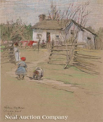 Sample artwork by Helen Hyde (1868 - 1919), known for oriental figure-views painting,  woodblock printmaking, illustration - View similar artists and auction records