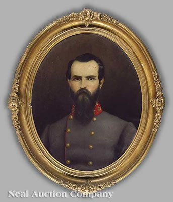 A pair of portraits of "CSA Colonel James William Bondurant (1835-1867)" and his wife "Evelyn Sarah DuBose Bondurant (1838-c. 1915)" by Nicola Marschall - Auction record, sale price, and art valuation. Compare with similar artists and explore comparable artworks.