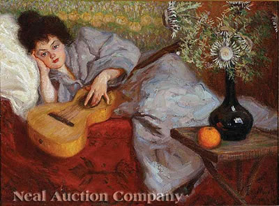 Portrait of a Reclining Lady with Guitar