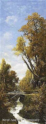 "Pêcheur sur un Pont dans le Forêt de Fontainebleau"