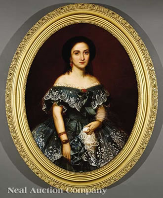 "Portrait of Madame Jeanne Roman de la Villebeuvre (1836-1889), daughter of Louisiana Governor Andre Bienvenu and Aimee Parent Roman"