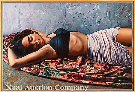 "Woman on a Rose Blanket" by Adrian Deckbar - Auction record, sale price, and art valuation. Compare with similar artists and explore comparable artworks.