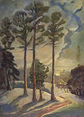Sample artwork by Amos Lee Armstrong (1899 - 1969), known for swamp water landscape images, portraits, cityscapes, geometrics - View similar artists and auction records