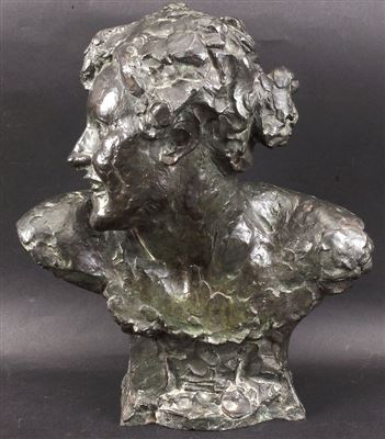 With head turned to the right