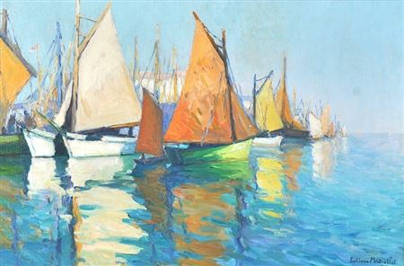 A Mediterranean Harbour, with sailing boats