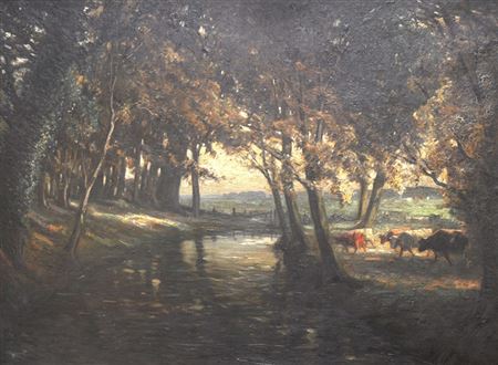 'Shordeloos in Autumn', river landscape with cattle