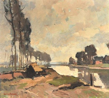 A tree lined river landscape