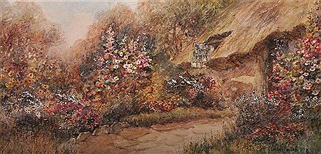 A Garden Scene, with a Thatched Cottage by Leyton Forbes - Auction record, sale price, and art valuation. Compare with similar artists and explore comparable artworks.