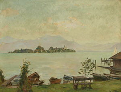 Blick auf den Chiemsee mit der Fraueninsel by Erich Martin Muller - Auction record, sale price, and art valuation. Compare with similar artists and explore comparable artworks.
