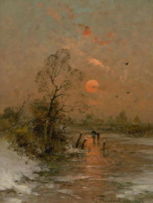 Winterlandschaft bei Sonnenuntergang