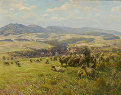 Schäfer mit Herde