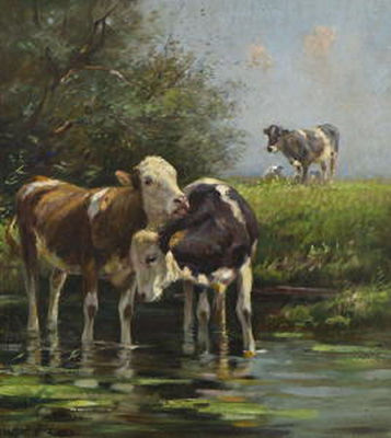Kälber am Wasser by Johann Daniel Holz - Auction record, sale price, and art valuation. Compare with similar artists and explore comparable artworks.