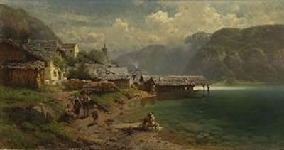 Bauernfamilie vor dem Dorf