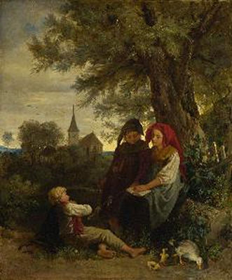Erzählende Kinder in Baumlandschaft