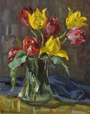Tulpen in Glasvase