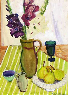 Stillleben mit Gladiolen und Obstschale by Elisabeth Balwe-Staimmer - Auction record, sale price, and art valuation. Compare with similar artists and explore comparable artworks.