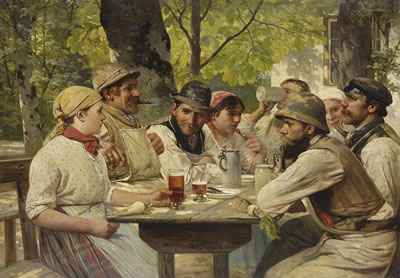 Biergartenszene by Oscar Arnold Wergeland - Auction record, sale price, and art valuation. Compare with similar artists and explore comparable artworks.