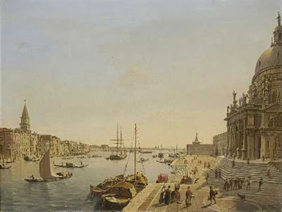 Venedig - Blick von Dorsoduro auf die Einfahrt in den Canal Grande und den Bacino