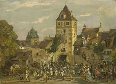 Auszug der Soldaten aus der Stadt.