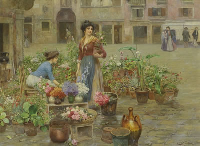 Venezianische Blumenverkäuferinnen.
