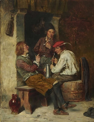 Rauchende und trinkende Bauern